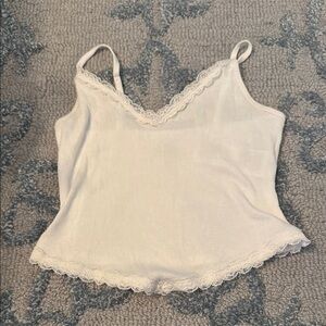 Hollister White Asymmetrical Fitted Camisole